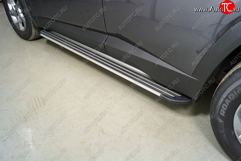 20 599 р. Пороги алюминиевые Slim Line ТСС Тюнинг Hyundai Tucson NX4 (2020-2022) (Silver)  с доставкой в г. Белгород