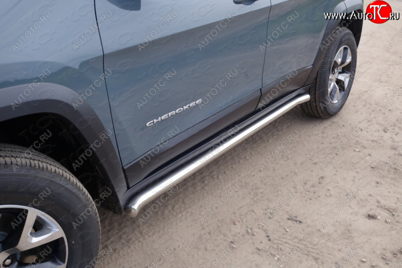 23 549 р. Защита порогов труба (Trailhawk, нержавейка d60,3 мм) ТСС Тюнинг Jeep Cherokee KL дорестайлинг (2014-2017)  с доставкой в г. Белгород