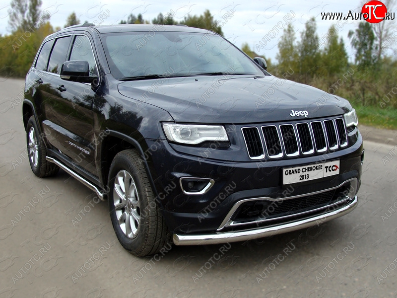20 599 р. Защита переднего бампера нижняя d76,1 мм ТСС Тюнинг Jeep Grand Cherokee WK2 1-ый рестайлинг (2013-2018) (нержавейка)  с доставкой в г. Белгород