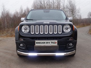 Защита переднего бампера нижняя овальная с ДХО 75х42 мм ТСС Тюнинг Jeep Renegade 1 BU дорестайлинг (2014-2020) (нержавейка)