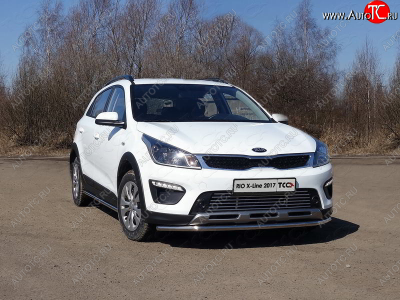 11 749 р. Защита переднего бампера нижняя d42,4 мм ТСС Тюнинг KIA Rio X-line (2017-2021) (нержавейка)  с доставкой в г. Белгород