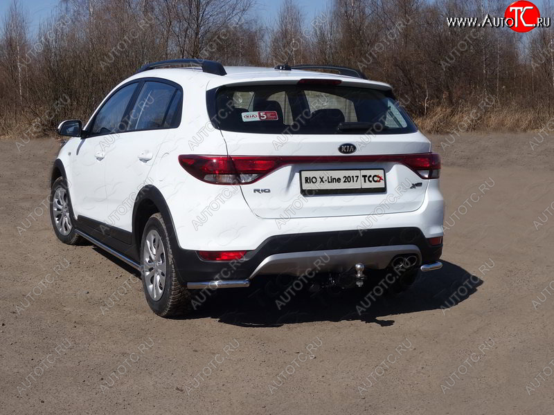8 799 р. Защита заднего бампера (уголки, d42,4 мм) TCC KIA Rio X-line (2017-2021)  с доставкой в г. Белгород