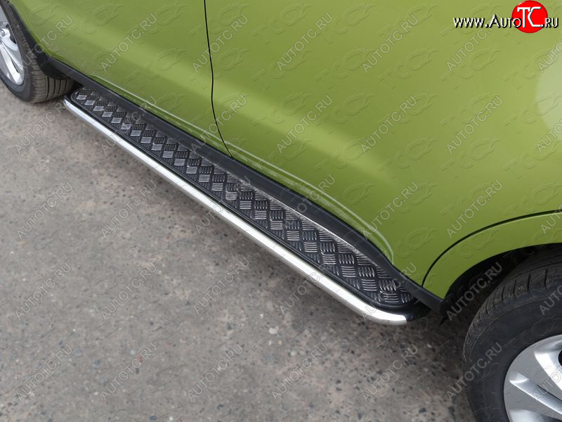 22 999 р. Пороги с площадкой 42,4 мм ТСС Тюнинг KIA Soul PS дорестайлинг (2014-2016) (серые)  с доставкой в г. Белгород