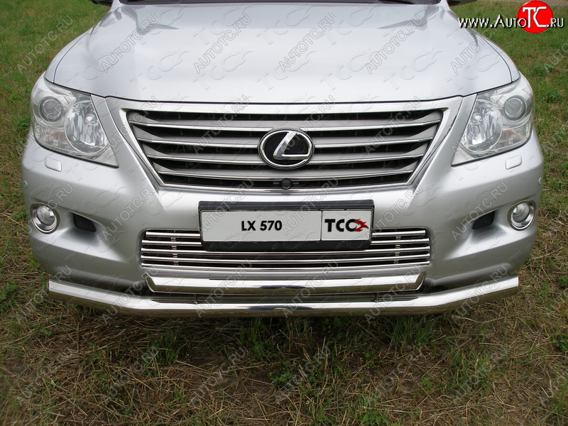 30 899 р. Защита переднего бампера нижняя (d76,1 и 60,3 мм/кроме F-Sport) ТСС Тюнинг Lexus LX570 J200 дорестайлинг (2007-2012) (нержавейка)  с доставкой в г. Белгород