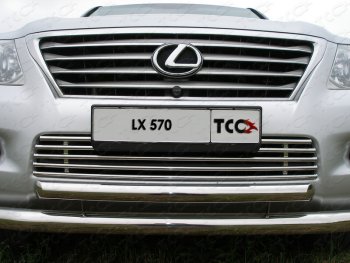 Декоративная вставка переднего бампера (кроме F-Sport) ТСС Тюнинг Lexus LX570 J200 дорестайлинг (2007-2012) (d 16 мм)