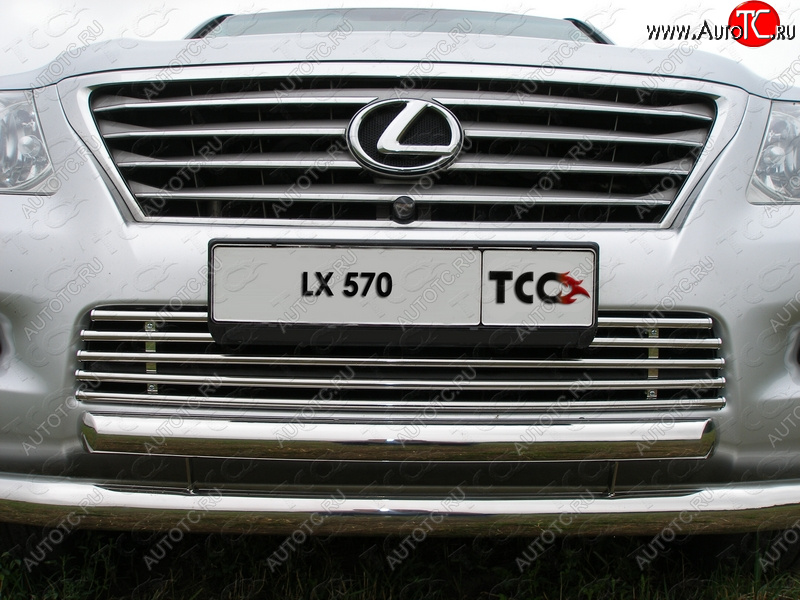 11 749 р. Декоративная вставка переднего бампера (кроме F-Sport) ТСС Тюнинг Lexus LX570 J200 дорестайлинг (2007-2012) (d 16 мм)  с доставкой в г. Белгород