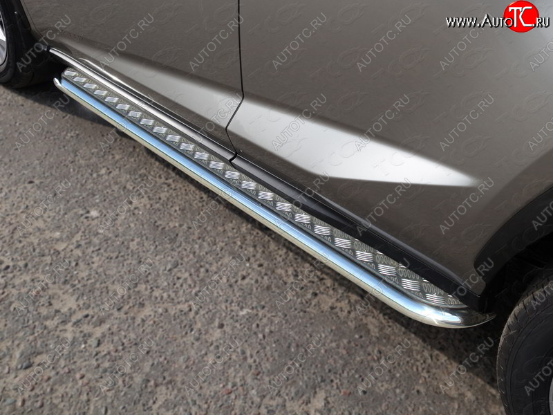 27 849 р. Пороги с площадкой 42,4 мм кроме F-Sport ТСС Тюнинг Lexus NX200 Z10 рестайлинг (2017-2021) (серые)  с доставкой в г. Белгород