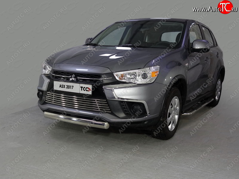 14 349 р. Защита переднего бампера нижняя овальная 75*42 мм ТСС Тюнинг Mitsubishi ASX 2-ой рестайлинг (2017-2020) (нержавейка)  с доставкой в г. Белгород