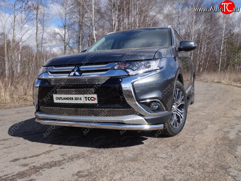 21 999 р.  Защита передняя нижняя длинная 60,3 мм ТСС Тюнинг Mitsubishi Outlander GF 2-ой рестайлинг (2015-2018) (нержавейка)  с доставкой в г. Белгород