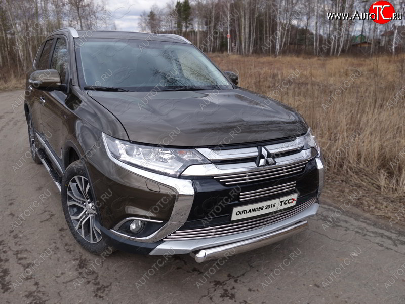 20 699 р. Защита переднего бампера нижняя овальная 75*42 мм ТСС Тюнинг Mitsubishi Outlander GF 2-ой рестайлинг (2015-2018) (нержавейка)  с доставкой в г. Белгород