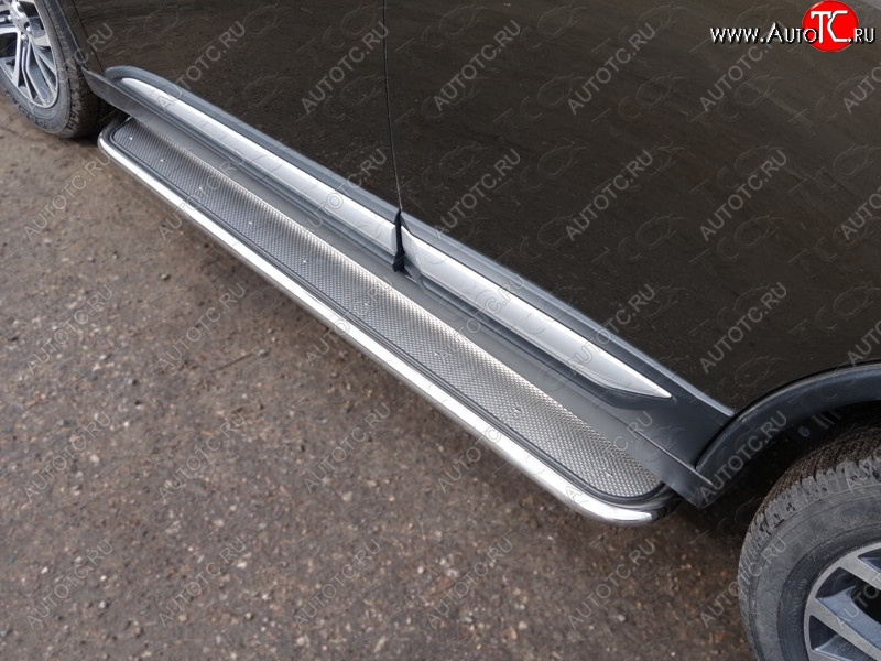 41 749 р. Пороги с площадкой 42,4 мм ТСС Тюнинг Mitsubishi Outlander GF 2-ой рестайлинг (2015-2018) (нержавейка)  с доставкой в г. Белгород