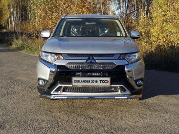 Защита переднего бампера нижняя с ДХО 60,3 мм ТСС Тюнинг Mitsubishi Outlander GF 3-ий рестайлинг (2018-2022) (нержавейка)