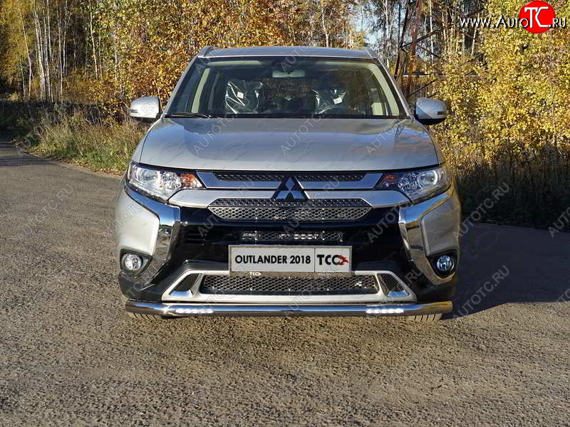31 899 р. Защита переднего бампера нижняя с ДХО 60,3 мм ТСС Тюнинг Mitsubishi Outlander GF 3-ий рестайлинг (2018-2022) (нержавейка)  с доставкой в г. Белгород