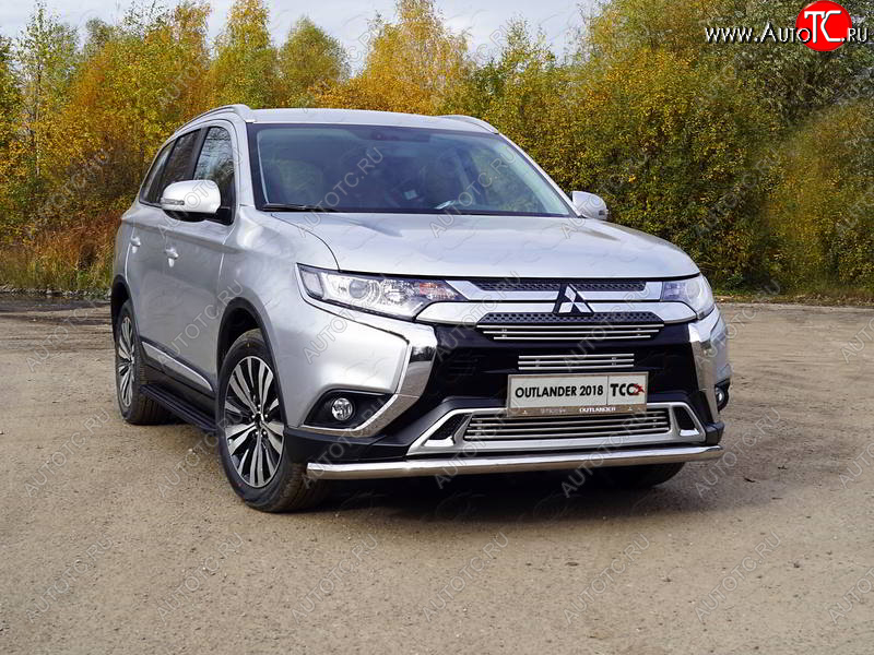 21 999 р. Защита передняя нижняя длинная 60,3 мм ТСС Тюнинг Mitsubishi Outlander GF 3-ий рестайлинг (2018-2022) (нержавейка)  с доставкой в г. Белгород
