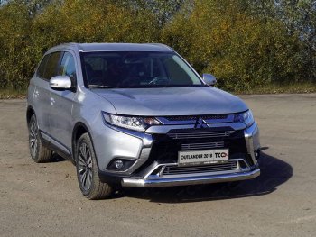 Защита переднего бампера нижняя овальная 75*42 мм ТСС Тюнинг Mitsubishi Outlander GF 3-ий рестайлинг (2018-2022) (нержавейка)