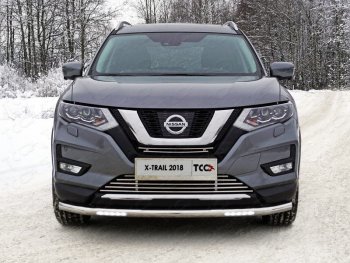 Защита переднего бампера нижняя с ДХО 60,3 мм ТСС Тюнинг Nissan X-trail 3 T32 рестайлинг (2017-2022) (нержавейка)