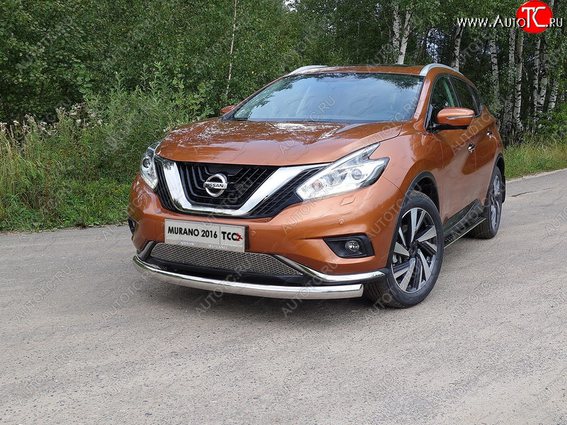 23 899 р. Защита переднего бампера нижняя овальная 75х42 мм ТСС Тюнинг Nissan Murano 3 Z52 дорестайлинг (2015-2022) (нержавейка)  с доставкой в г. Белгород