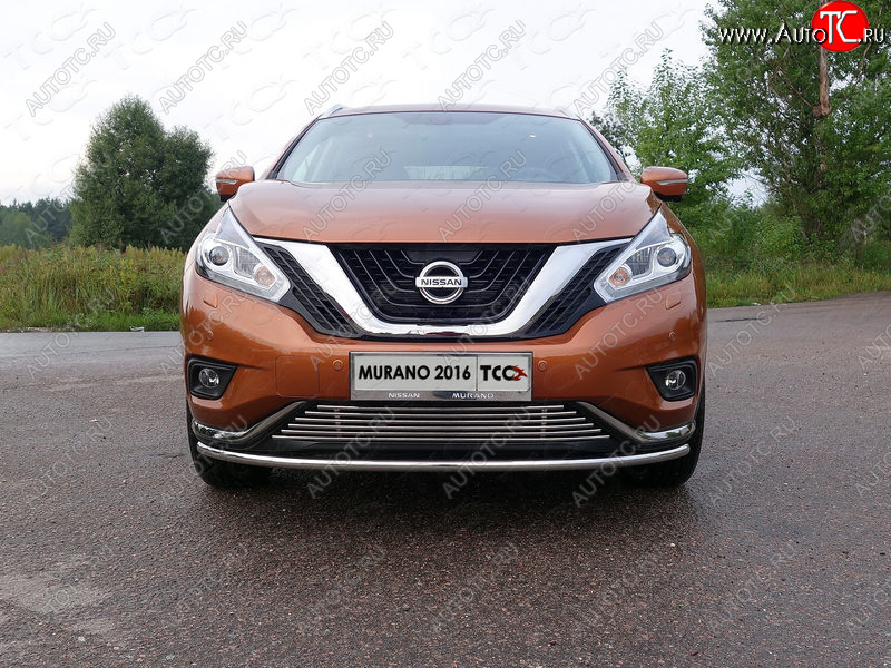 17 649 р. Защита переднего бампера нижняя d42,4 мм ТСС Тюнинг Nissan Murano 3 Z52 дорестайлинг (2015-2022) (нержавейка)  с доставкой в г. Белгород
