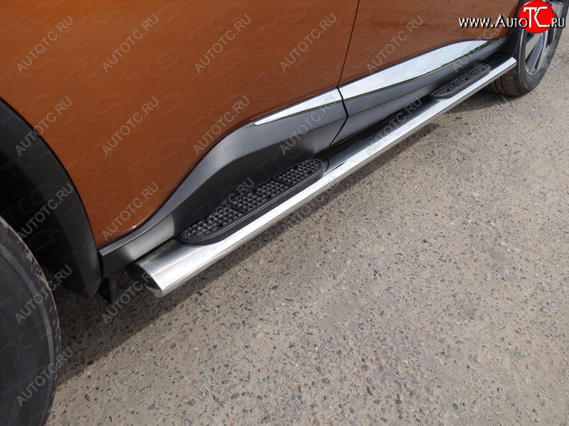 40 799 р. Пороги овальные с накладкой 120х60 мм, ТСС Тюнинг Nissan Murano 3 Z52 дорестайлинг (2015-2022) (серые)  с доставкой в г. Белгород