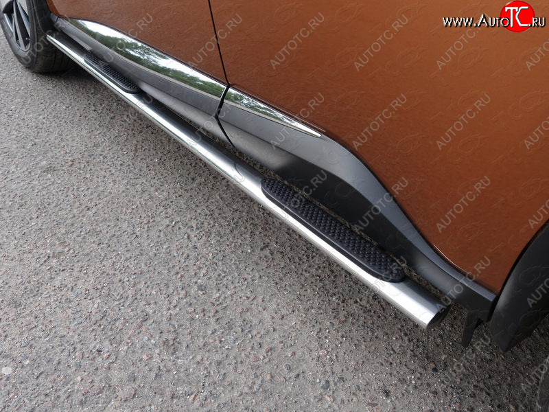 31 399 р. Пороги овальные с накладкой 75х42 мм ТСС Тюнинг Nissan Murano 3 Z52 дорестайлинг (2015-2022) (серые)  с доставкой в г. Белгород