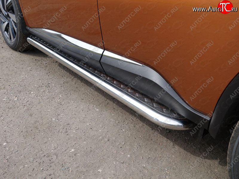 34 799 р. Пороги с площадкой 60,3 мм ТСС Тюнинг Nissan Murano 3 Z52 дорестайлинг (2015-2022) (серые)  с доставкой в г. Белгород