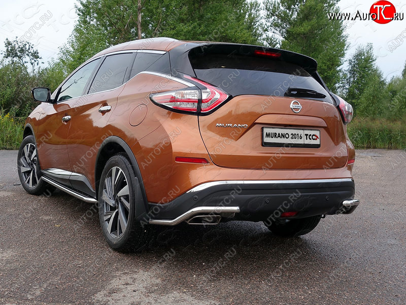 14 699 р. Защита заднего бампера (уголки, d42,4 мм) TCC Nissan Murano 3 Z52 дорестайлинг (2015-2022)  с доставкой в г. Белгород