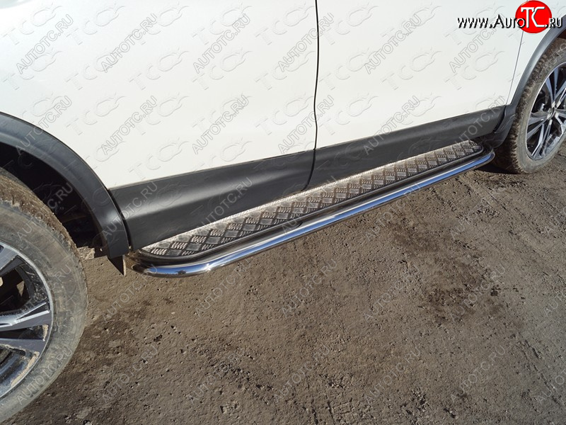 39 949 р. Пороги с площадкой 75х42 мм ТСС Тюнинг Nissan Qashqai 2 J11 дорестайлинг (2013-2019) (серые)  с доставкой в г. Белгород