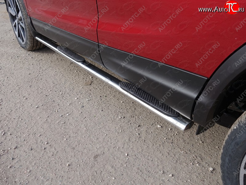 29 749 р. Пороги овальные с накладкой 75х42 мм ТСС Тюнинг Nissan Qashqai 2 J11 рестайлинг (2017-2022) (серые)  с доставкой в г. Белгород