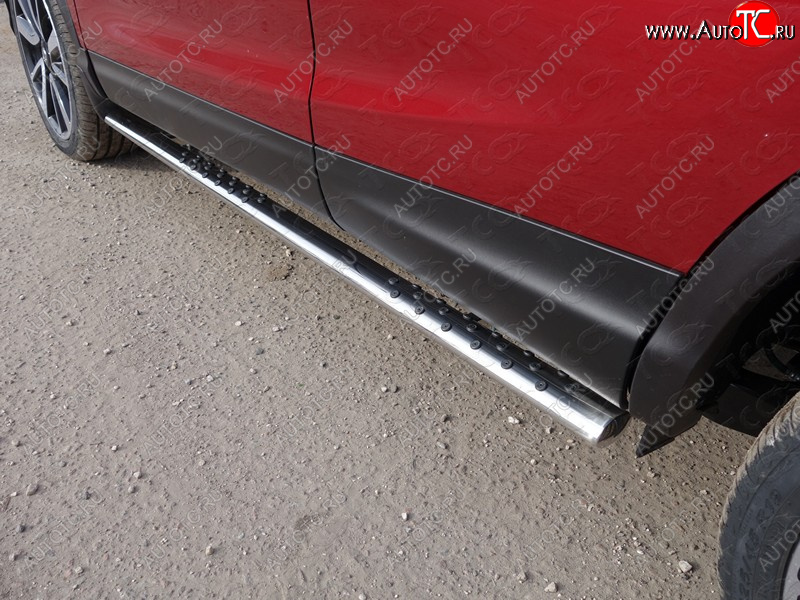 31 399 р. Пороги овальные с проступью 75х42 мм ТСС Тюнинг Nissan Qashqai 2 J11 рестайлинг (2017-2022) (серые)  с доставкой в г. Белгород