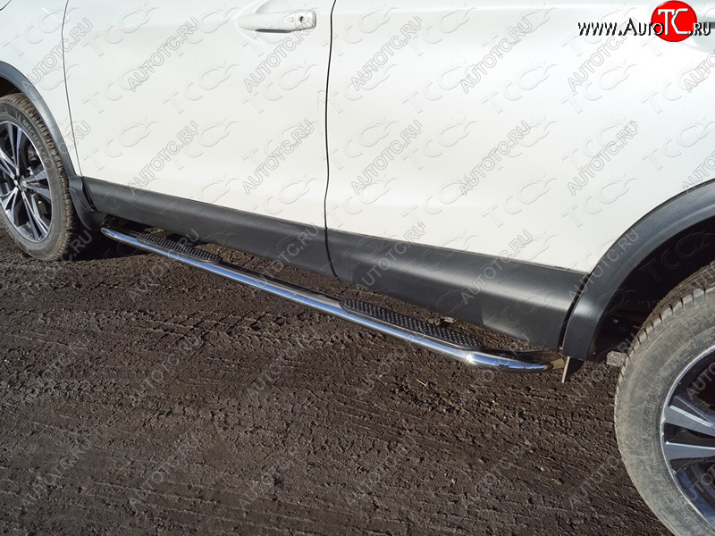 32 849 р. Пороги овальные гнутые с накладкой 75х42 мм ТСС Тюнинг Nissan Qashqai 2 J11 рестайлинг (2017-2022) (серые)  с доставкой в г. Белгород
