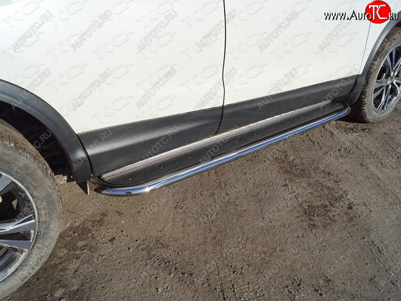 47 999 р. Пороги с площадкой 75х42 мм ТСС Тюнинг Nissan Qashqai 2 J11 рестайлинг (2017-2022) (нержавейка)  с доставкой в г. Белгород