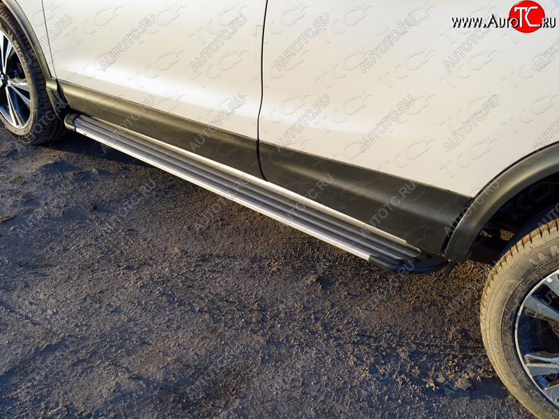 20 599 р. Пороги алюминиевые Slim Line ТСС Тюнинг Nissan Qashqai 2 J11 рестайлинг (2017-2022) (Silver)  с доставкой в г. Белгород