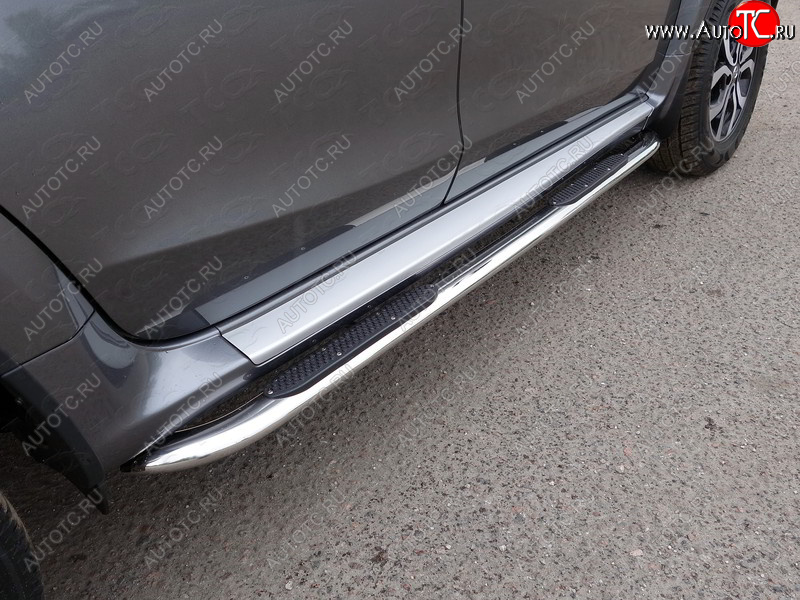 38 799 р. Пороги овальные с накладкой 120х60 мм, ТСС Тюнинг Renault Duster HS дорестайлинг (2010-2015) (серые)  с доставкой в г. Белгород