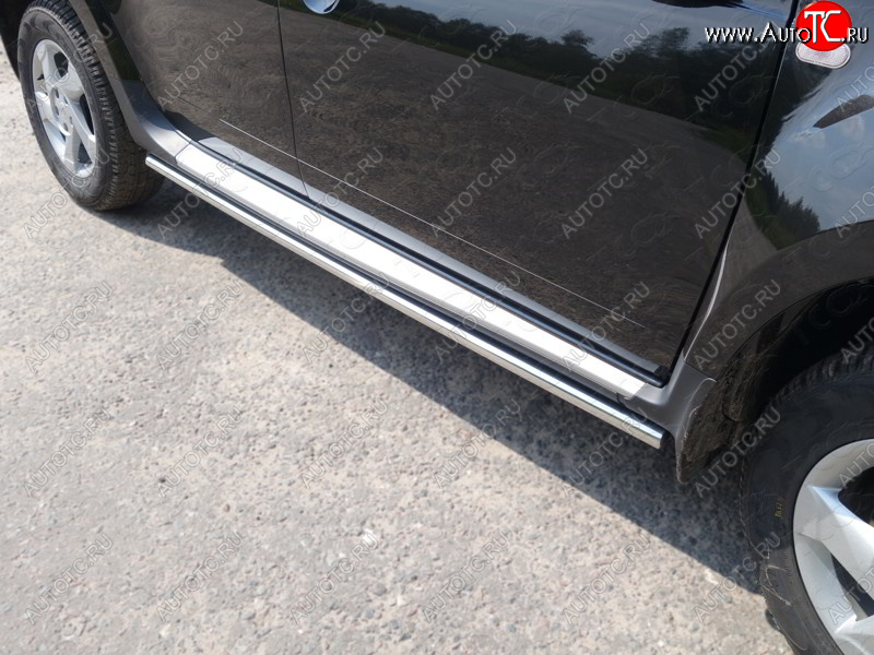 17 649 р. Защита порогов труба d42,4 мм ТСС Тюнинг Renault Duster HS рестайлинг (2015-2021) (серые)  с доставкой в г. Белгород