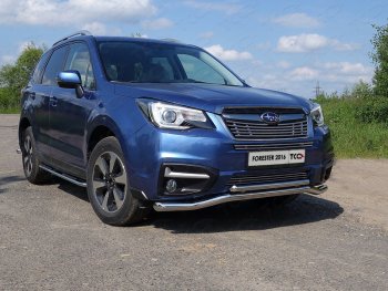 Защита переднего бампера нижняя двойная 60,3*42,4 мм ТСС Тюнинг Subaru Forester SJ рестайлинг (2016-2019) (нержавейка)