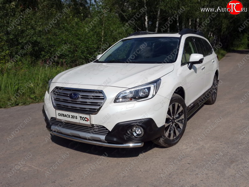 14 699 р. Защита переднего бампера нижняя d50,8 мм ТСС Тюнинг Subaru Outback BS/B15 дорестайлинг универсал (2014-2018) (нержавейка)  с доставкой в г. Белгород