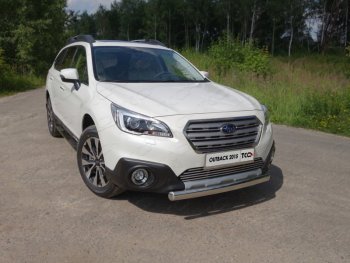Защита переднего бампера нижняя овальная 75х42 мм ТСС Тюнинг Subaru Outback BS/B15 дорестайлинг универсал (2014-2018) (нержавейка)