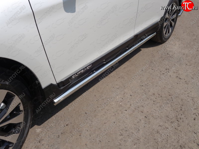 21 599 р. Защита порогов труба d60,3 мм ТСС Тюнинг Subaru Outback BS/B15 дорестайлинг универсал (2014-2018) (серые)  с доставкой в г. Белгород