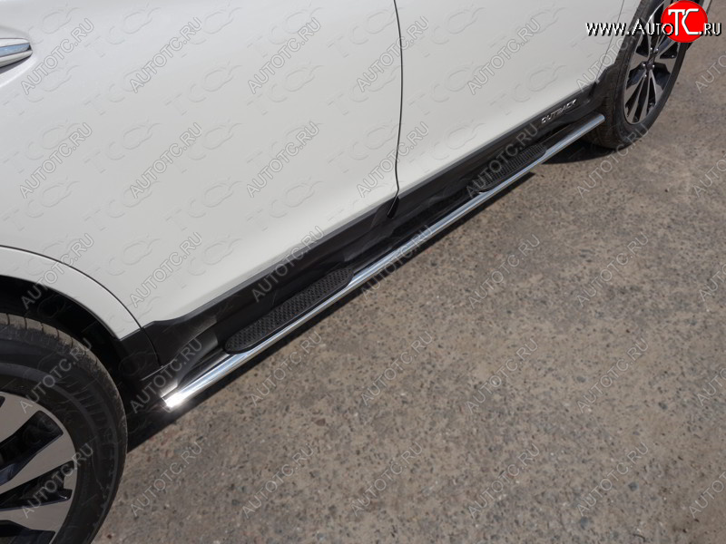 29 749 р. Пороги овальные с накладкой укороченные 75х42 мм ТСС Тюнинг Subaru Outback BS/B15 дорестайлинг универсал (2014-2018) (серые)  с доставкой в г. Белгород