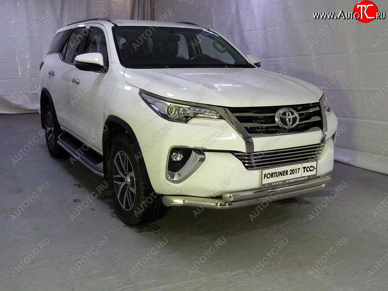 36 299 р. Защита передняя нижняя двойная 76,1*60,3 мм Тюнинг Toyota Fortuner AN160 дорестайлинг (2015-2020) (нержавейка)  с доставкой в г. Белгород