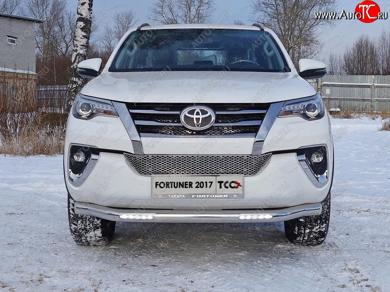 39 749 р. Защита переднего бампера нижняя с ДХО 76,1 мм ТСС Тюнинг Toyota Fortuner AN160 дорестайлинг (2015-2020) (нержавейка)  с доставкой в г. Белгород