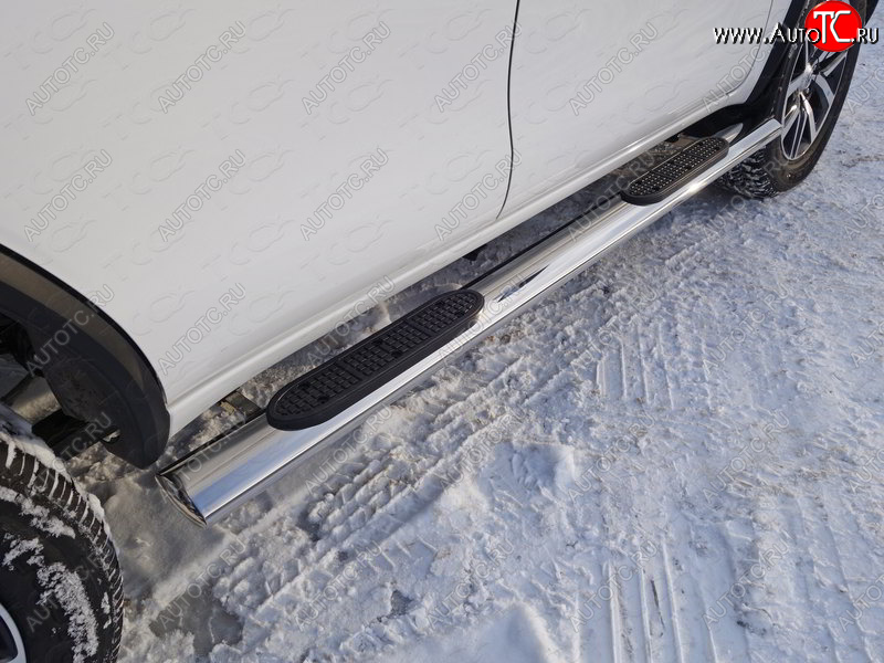 45 999 р. Пороги овальные с накладкой 120х60 мм ТСС Тюнинг Toyota Fortuner AN160 дорестайлинг (2015-2020) (серые)  с доставкой в г. Белгород