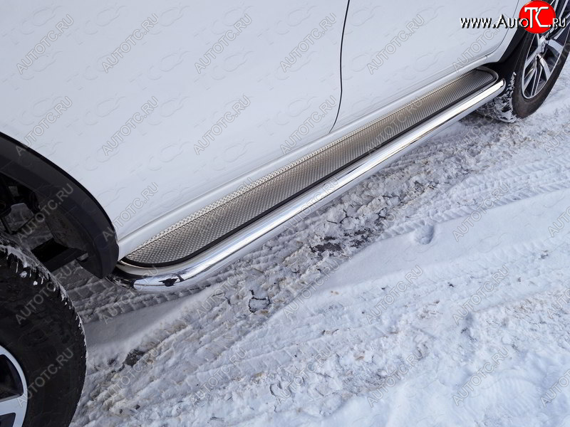 45 999 р. Пороги с площадкой 60,3 мм ТСС Тюнинг Toyota Fortuner AN160 дорестайлинг (2015-2020) (нержавейка)  с доставкой в г. Белгород