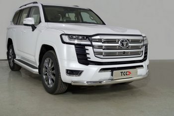 Защита переднего бампера нижняя овальная 75х42 мм ТСС Тюнинг Toyota Land Cruiser J300 дорестайлинг (2021-2025) (нержавейка)