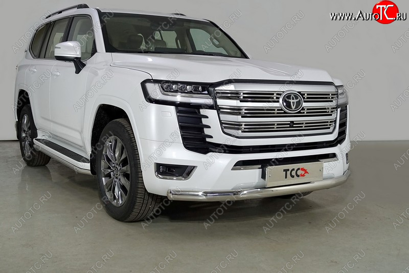 29 999 р. Защита переднего бампера нижняя овальная 75х42 мм ТСС Тюнинг Toyota Land Cruiser J300 дорестайлинг (2021-2025) (нержавейка)  с доставкой в г. Белгород