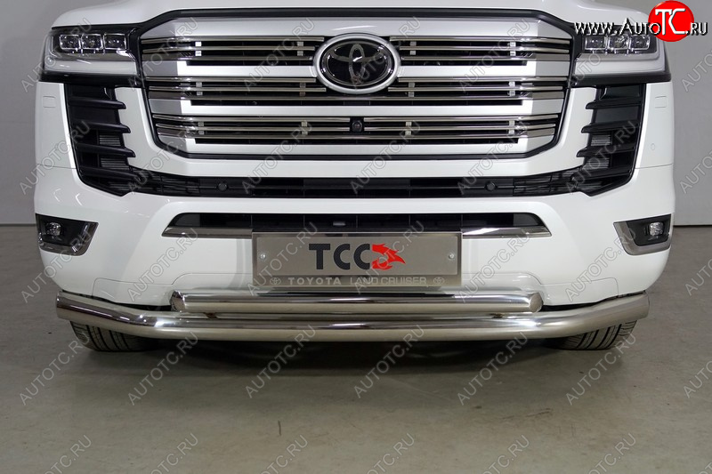 36 999 р. Защита передняя нижняя двойная 76,1*60,3 мм Тюнинг Toyota Land Cruiser J300 дорестайлинг (2021-2025) (нержавейка)  с доставкой в г. Белгород