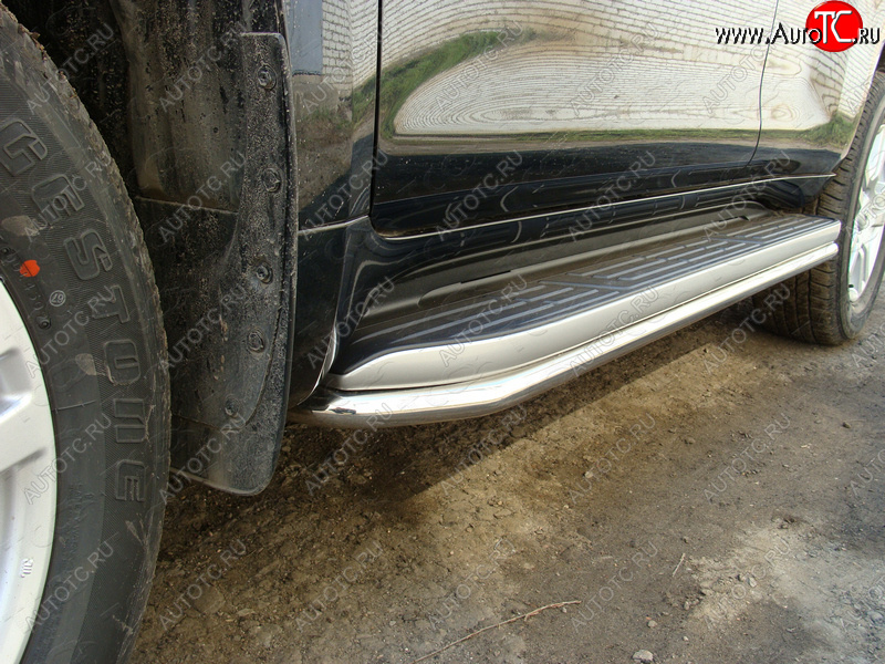 17 649 р. Защита порогов алюминий 42,4 мм, ТСС Тюнинг Toyota Land Cruiser Prado J150 дорестайлинг (2009-2013)  с доставкой в г. Белгород
