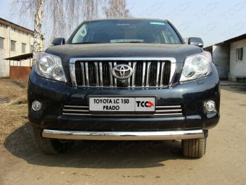 Декоративная вставка переднего бампера ТСС Тюнинг Toyota Land Cruiser Prado J150 дорестайлинг (2009-2013) (d 16 мм)