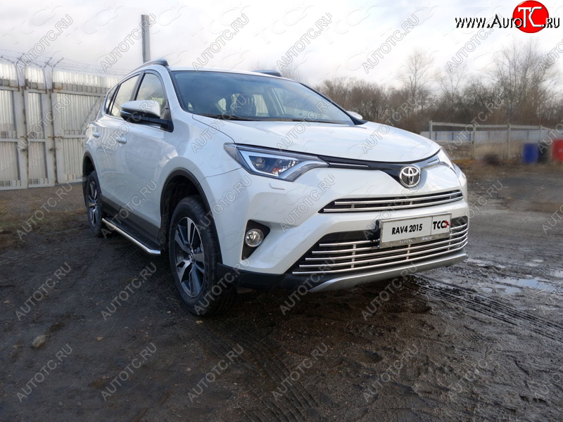 7 349 р. Декоративная вставка переднего бампера ТСС Тюнинг Toyota RAV4 XA40 5 дв. рестайлинг (2015-2019) (d 16 мм)  с доставкой в г. Белгород