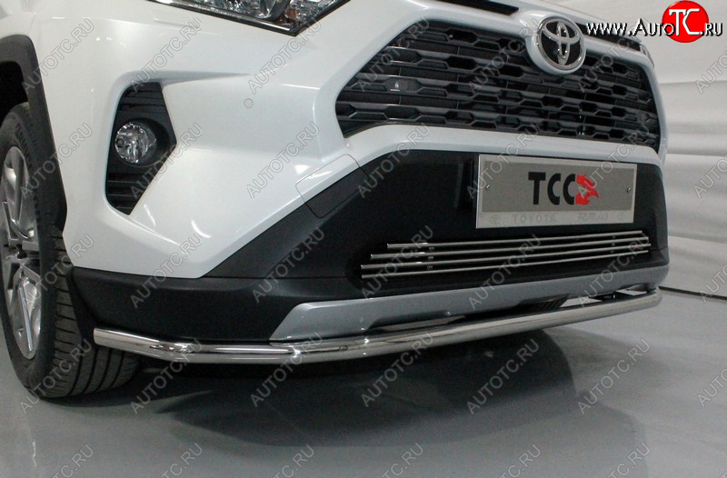 17 099 р. Защита переднего бампера нижняя d42,4 мм ТСС Тюнинг Toyota RAV4 XA50 5 дв. дорестайлинг (2018-2025) (нержавейка)  с доставкой в г. Белгород